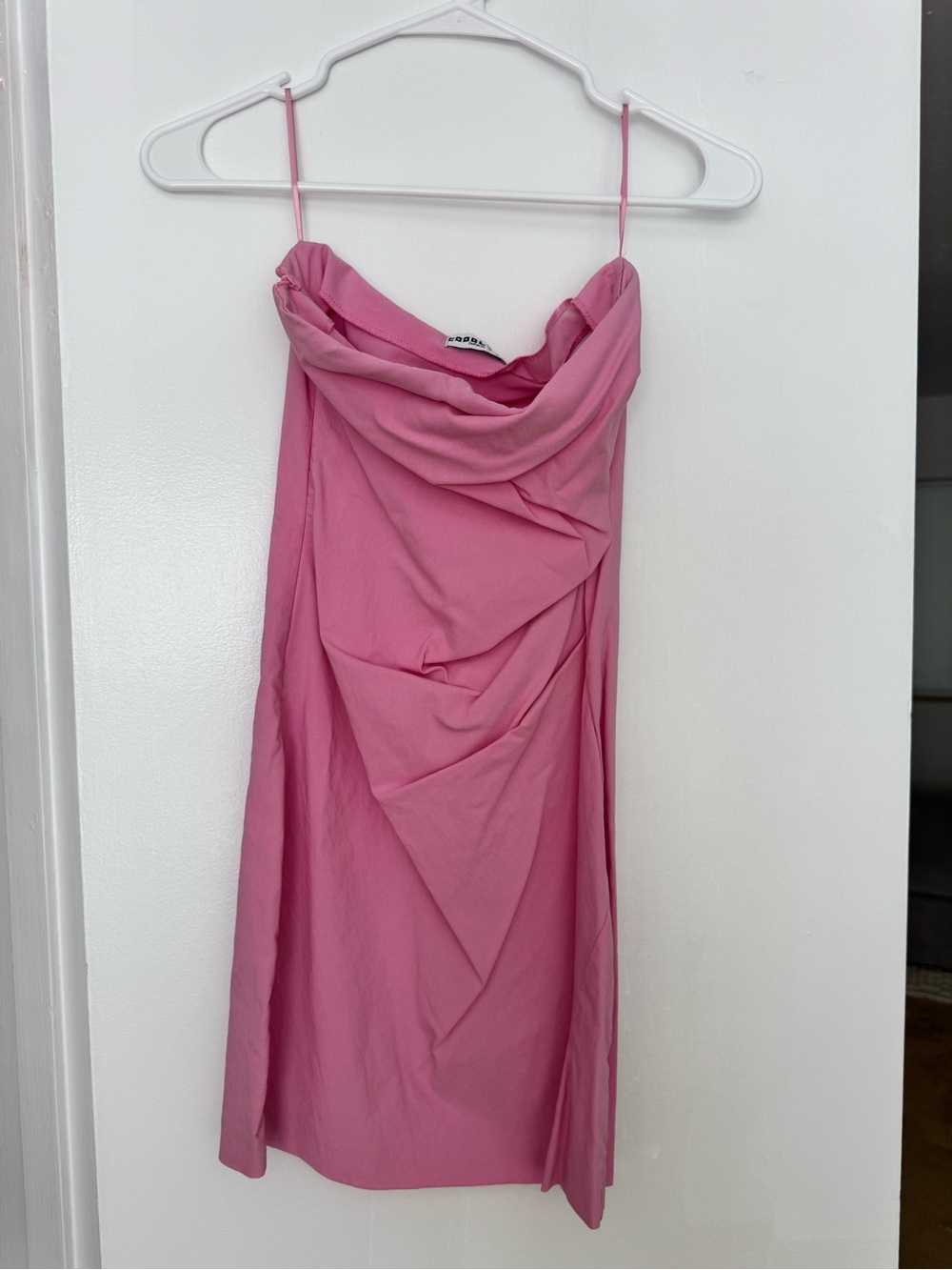 Strapless Pink Draped Slip Dress